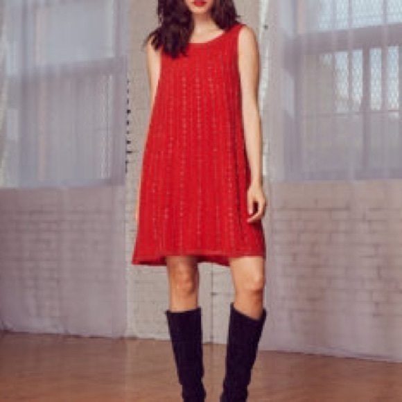 Lost + Wander Dresses & Skirts - Lost + Wander Rouge Beaded Swing Dress Red NWT